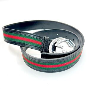 Gucci Sherry Line Belt with Iconic Silver GG Buckle Size 80/32